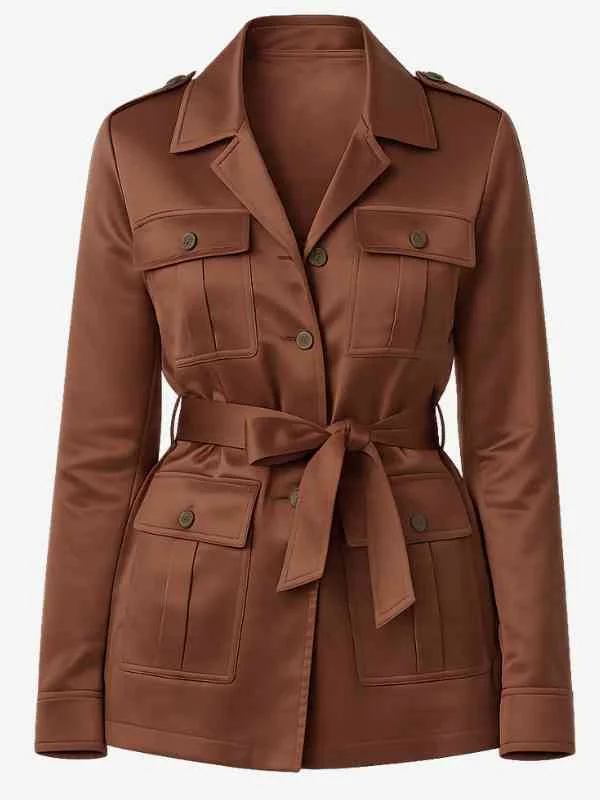 wednesday brown satin jacket showcase