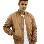 justin bieber brown bomber jacket