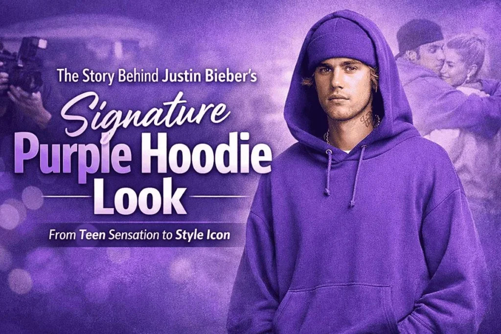 the story behind justin bieber's signature purple hoodie look