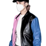 tricolor bomber leather jacket