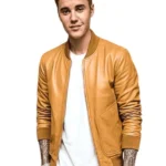 brown bomber leather jacket