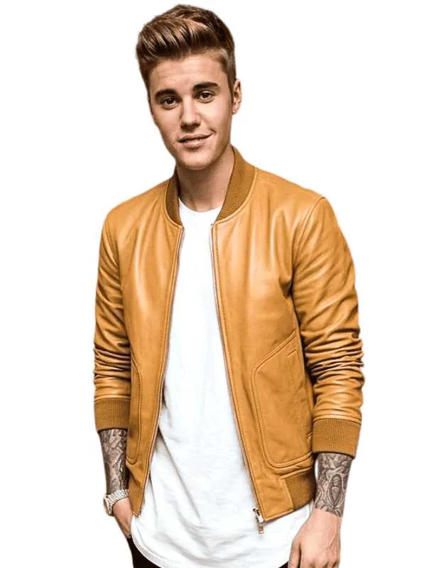 brown bomber leather jacket