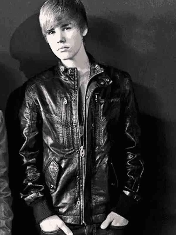 justin bieber black leather jacket