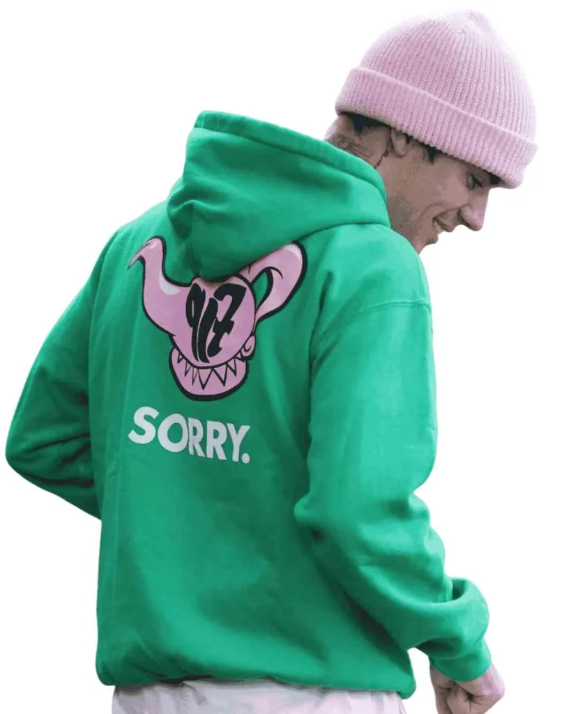 justin bieber green hoodie