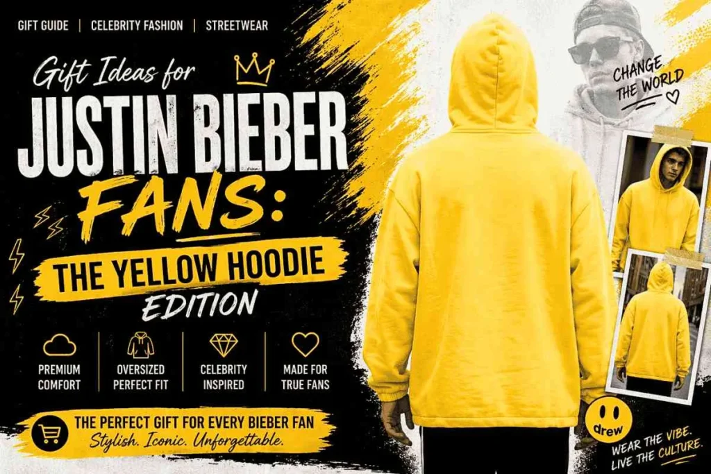 justin bieber yellow hoodie gift